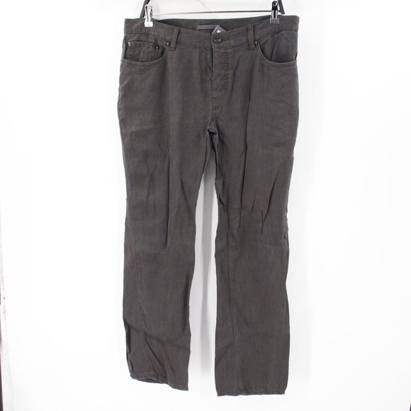John Varvatos pants men's 34 L28.5 chino flat front linen gray casual button fly - Picture 1 of 13